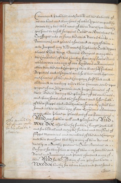 Charter udstedt til Company of Royal Adventurers of England Trading into Africa, Sloane MS 205, f.8v af English School