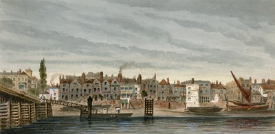 Chelsea fra floden (wc på papir) af English School