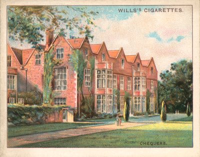 Chequers, Buckinghamshire (farvelitografi) af English School