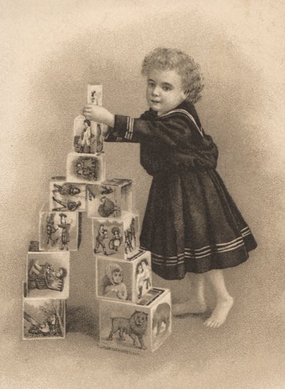 Kind stapelt Bauklötze von English School