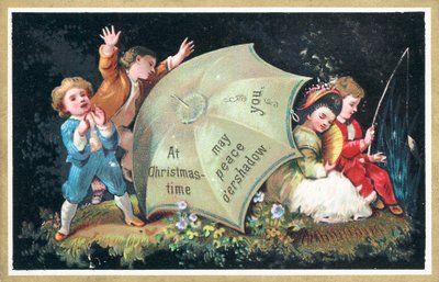 Børn leger og fisker, julebil af English School