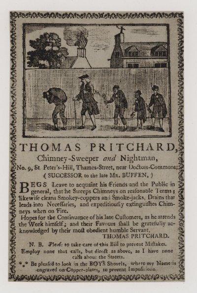 Skorstensfejere, Thomas Pritchard, handelskort af English School