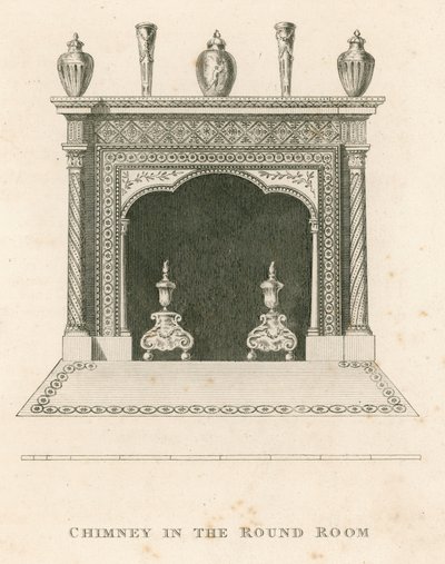 Skorsten i det runde rum, Strawberry Hill, Twickenham, London af English School