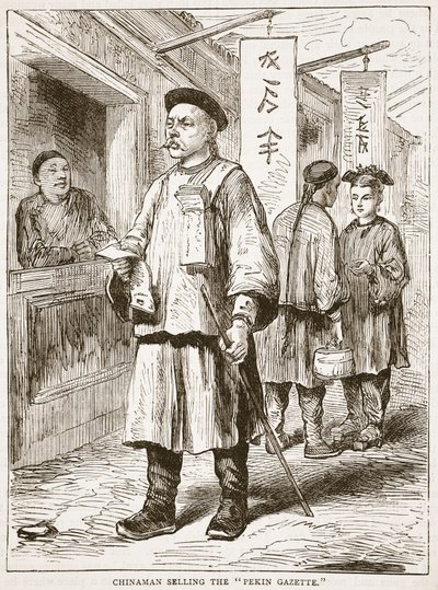Kinamand sælger Peking Gazette, illustration fra Cassell