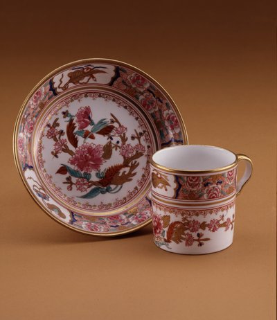 Kaffekop og underkop i kinesisk stil, Spode, Staffordshire, ca. 1800 (porcelæn) af English School