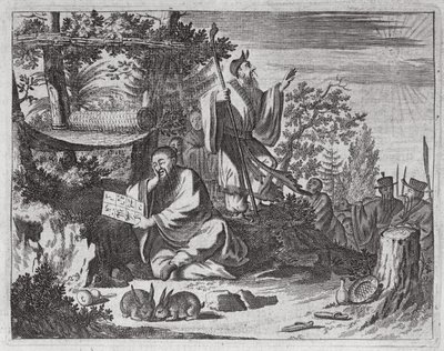 Kinesiske hellige mænd, illustration fra en beskrivelse af ambassader til Kina, 1690 af English School