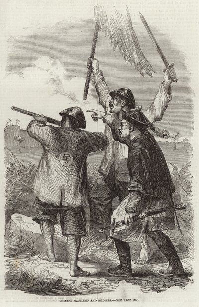 kinesisk mandarin og soldater. af English School