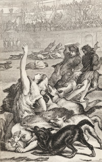 Kristne martyrer i den romerske arena, ca. 1865 (træstik) af English School