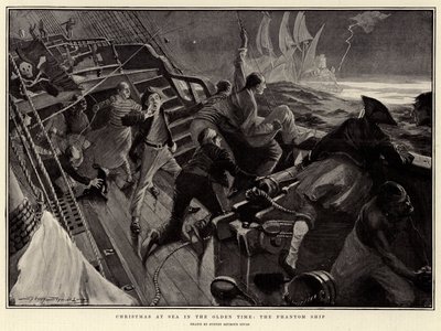 Weihnachten auf See in alten Zeiten, das Phantomschiff von English School