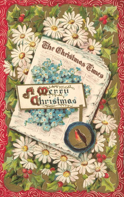 Juleavis, julehilsen, slutningen af det 19. eller begyndelsen af det 20. århundrede (chromolitho) af English School