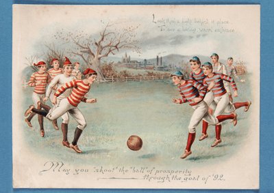 Weihnachtspostkarte eines Fußballspiels, 1892 von English School
