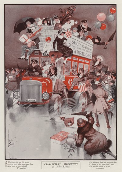 Juleindkøb (farve litho) af English School