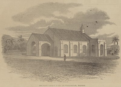 Kirke for nylig bygget i Vijinagaram, Madras (gravering) af English School