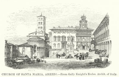 Santa Maria-kirken, Arezzo (kobberstik) af English School