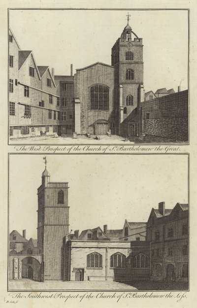 Church of St Bartholomew the Great og Church of St Bartholomew the Less, London af English School