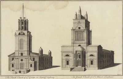 Church of St George, Ratcliff Highway og Church of St John, Limehouse, London af English School
