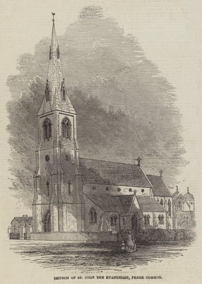 Johannes evangelistens kirke, Penge Common (gravering) af English School