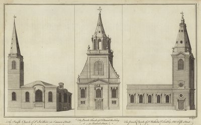 Churches of St Swithin, Cannon Street, St Edmund the King, Lombard Street og St Nicholas Cole Abbey, Old Fish Street af English School