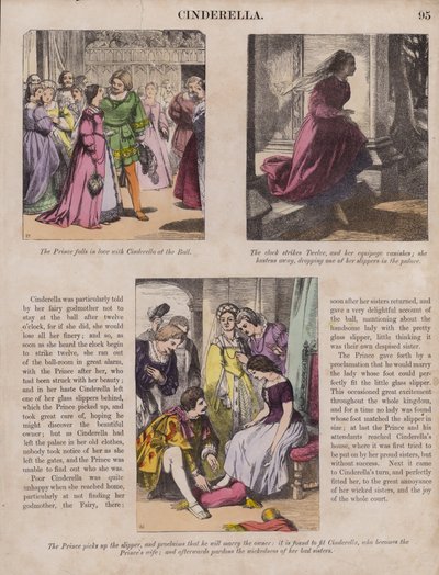 Askepot (farvet gravering) af English School