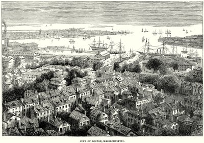 Byen Boston, Massachusetts (gravering) af English School