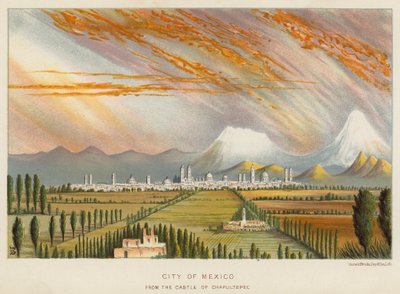 City of Mexico, fra slottet Chapultepec (farve litho) af English School