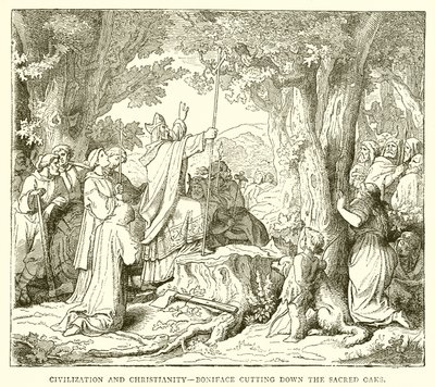 Civilisation og kristendom - Bonifatius fælder de hellige ege af English School