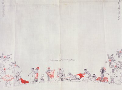 Civilization of Fiji, 1879 (tryk på bomuld) af English School