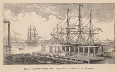 Clarks hydrauliske lift, Victoria Docks, Blackwall af English School