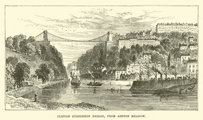 Clifton Suspension Bridge, fra Ashton Meadow af English School