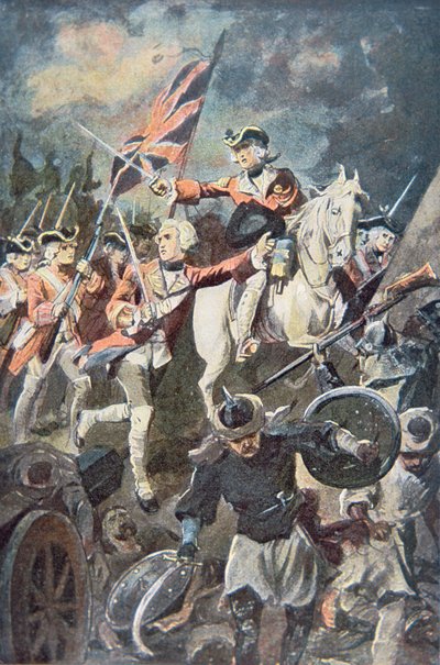 Clive at Plassey (farve litho) af English School