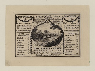 Kutsche, Norwich nach London, Visitenkarte von English School