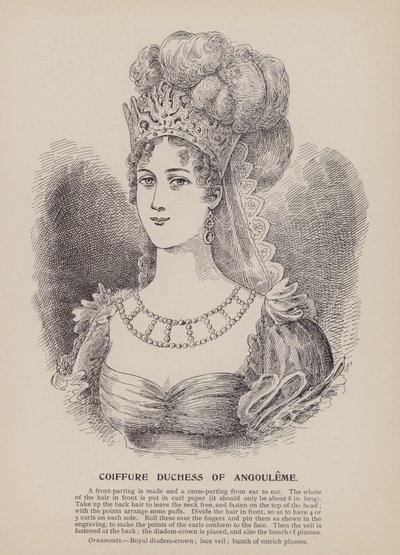 Coiffure hertuginde af Angouleme (kobberstik) af English School