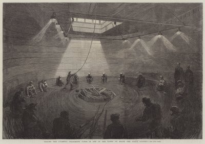 Opruller Atlantic Telegraph Cable i en af tankene om bord på Great Eastern af English School