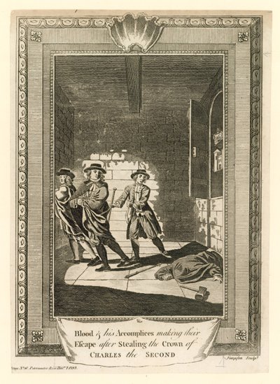 Oberst Blood og hans medskyldige undslap efter at have stjålet kronen af kong Charles II af English School