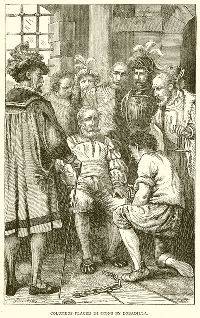 Columbus placeret i Irons af Bobadilla af English School