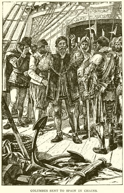 Columbus sendt til Spanien i lænker af English School