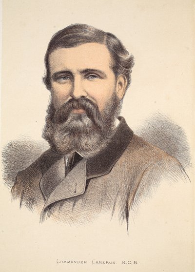 Kommandør Cameron, illustration fra The Pictorial Edition of the Life and Discoveries of David Livingstone af J. Ewing Richie, pub. af A. Fullarton & Co., 1876 af English School