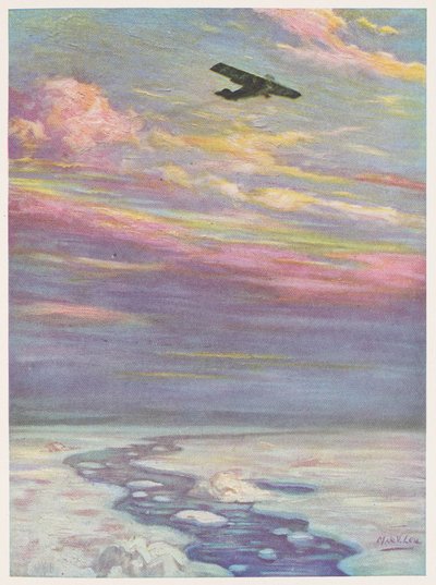 Kommandør Richard E. Byrd flyver over Nordpolen i sit monoplan af English School