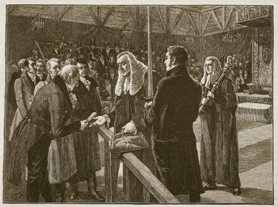 Konference mellem Houses of Parliament, 1835, illustration fra Cassells Illustrated History of England (sepia foto) af English School