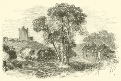 Conisbrough (eller Conisbrough) Slot (gravering) af English School