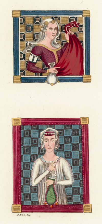 Constance Queen of Castille (farvet gravering) af English School