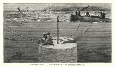 Bau eines Leuchtturms im Mittelmeer von English School