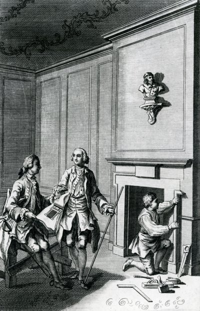 Konstruktion af en skorstensbryst (gravering) af English School