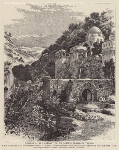 Mullawiyeh-klosteret, eller dansende dervischer, Tripoli (gravering) af English School