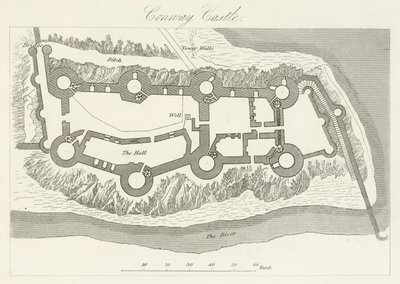 Conway Castle (gravering) af English School