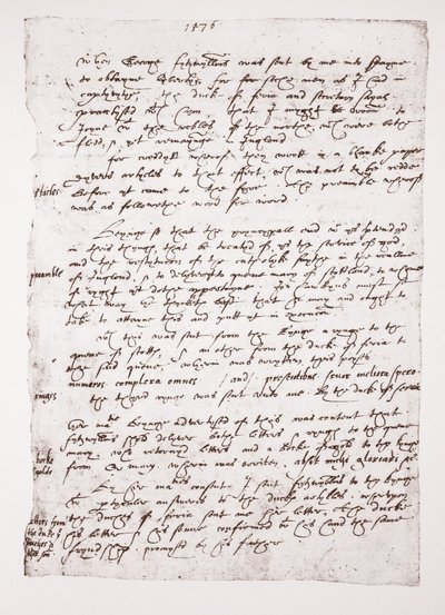 Kopi af et holografmemo af John Hawkins om hans forhold til Spanien, 1576 af English School