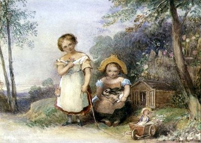 Cornish Misses (akvarel på papir) af English School