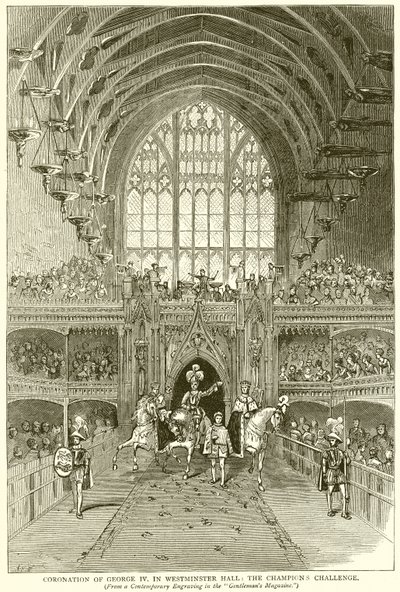 Krönung von George IV. in der Westminster Hall: Die Herausforderung des Champions von English School