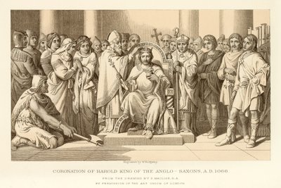 Kroning af Harold King of the Anglo Saxons af English School