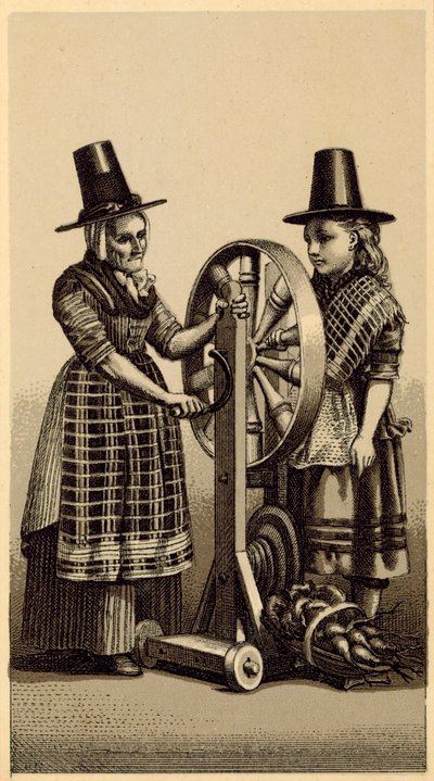 Wales kostumer: Spinning Genny (litho) af English School